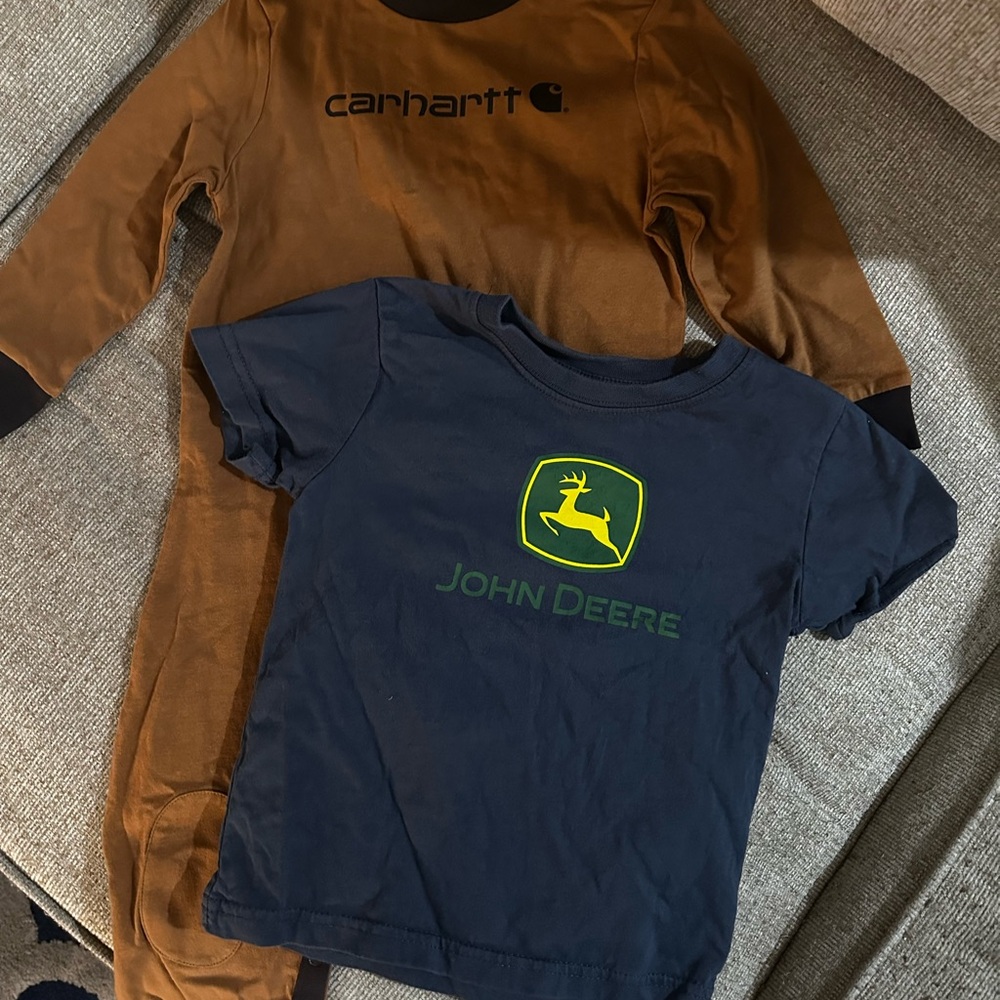 Carhartt Onesie and Navy John Deere SS Tee for Kids